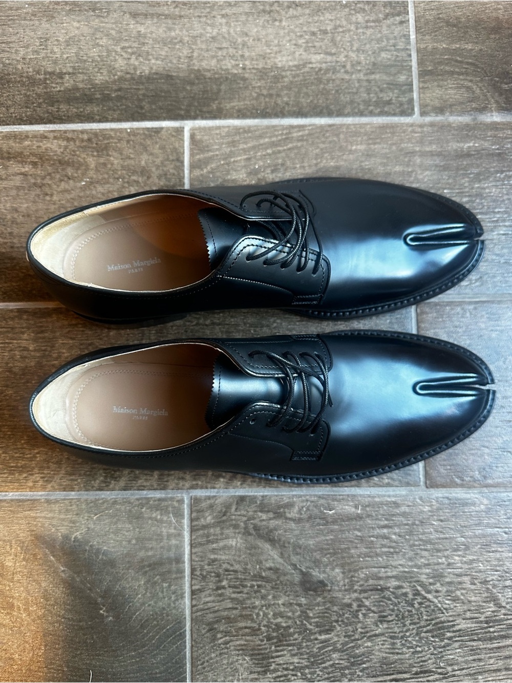 Maison Martin Margiela Black Split-Toe Leather Oxfords